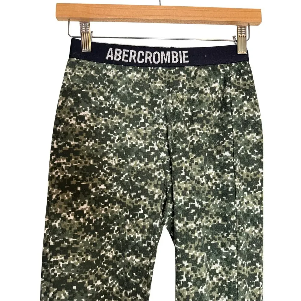 Abercrombie Kids Green Camouflage Print Logo Waist Sleepwear Pajama Pants 9/10